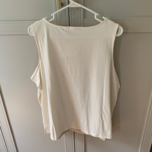 Kim Gravel Sequin Mesh Knit Back Tank Top - XL - Champagne - Picture 2 of 3